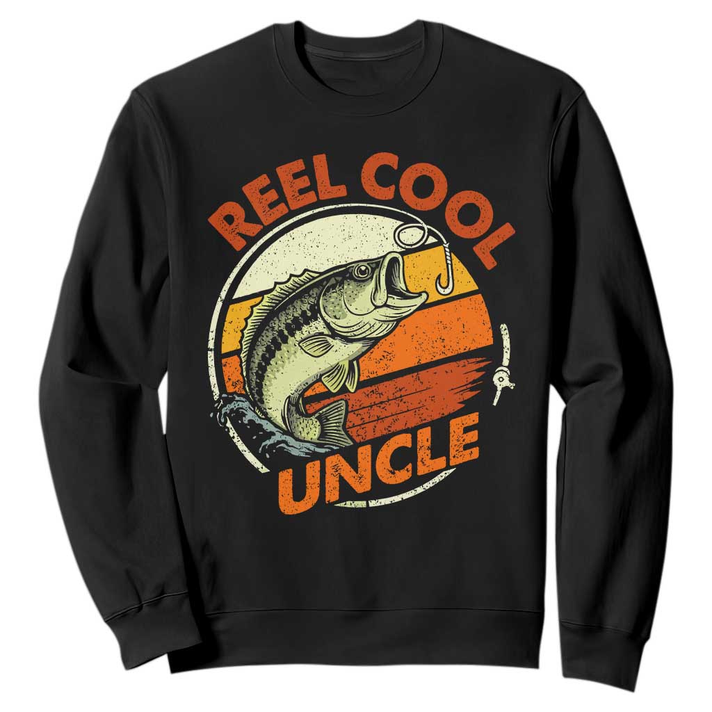 Uncle Fishing Sweatshirt Reel Cool Uncle Funny Fathers Day Fisherman TS10 Black Print Your Wear