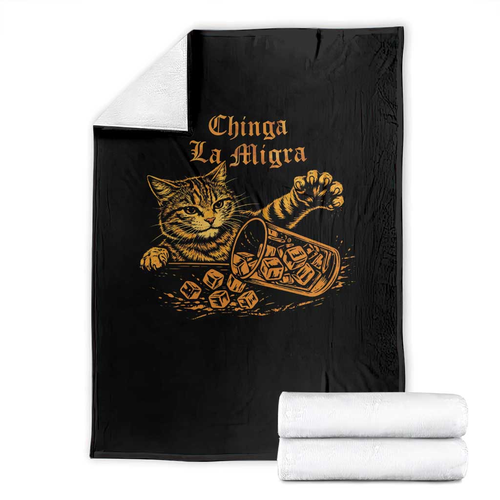 Chinga La Migra Throw Blanket Retro Protest Subtle FDT Cat Meme TS10 Black Print Your Wear