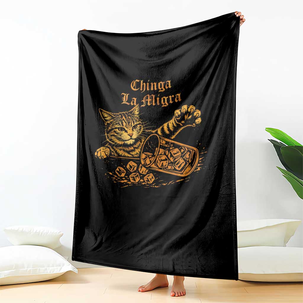 Chinga La Migra Throw Blanket Retro Protest Subtle FDT Cat Meme TS10 Print Your Wear