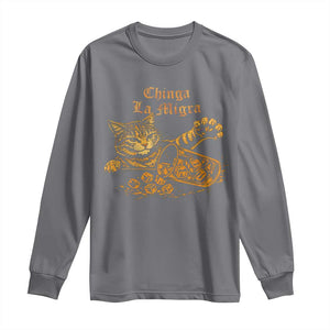 Chinga La Migra Long Sleeve Shirt Retro Protest Subtle FDT Cat Meme TS10 Charcoal Print Your Wear