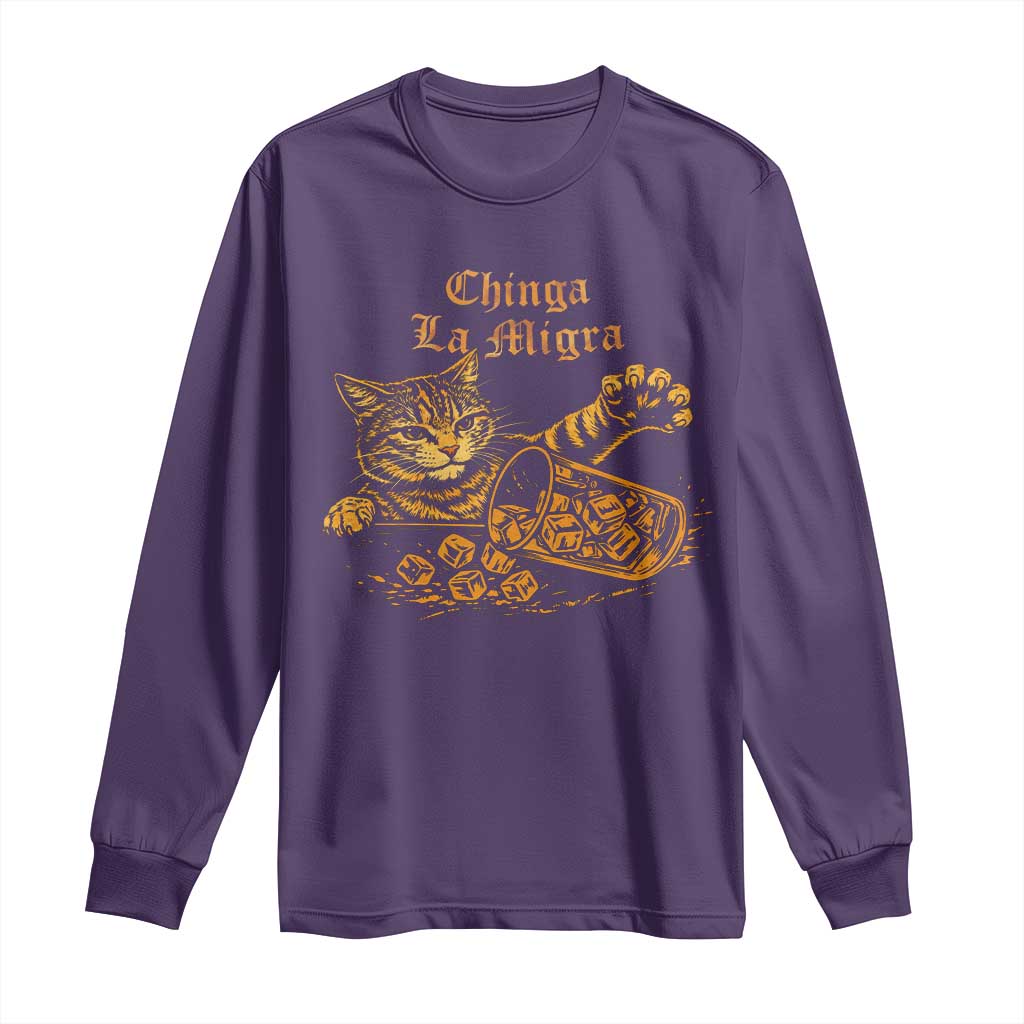 Chinga La Migra Long Sleeve Shirt Retro Protest Subtle FDT Cat Meme TS10 Purple Print Your Wear