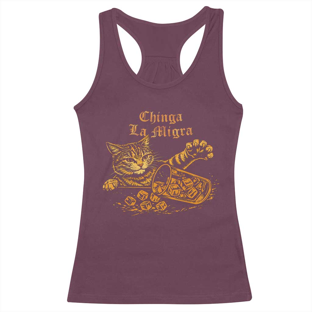 Chinga La Migra Racerback Tank Top Retro Protest Subtle FDT Cat Meme TS10 Maroon Print Your Wear