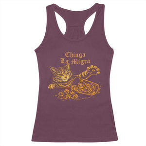 Chinga La Migra Racerback Tank Top Retro Protest Subtle FDT Cat Meme TS10 Maroon Print Your Wear