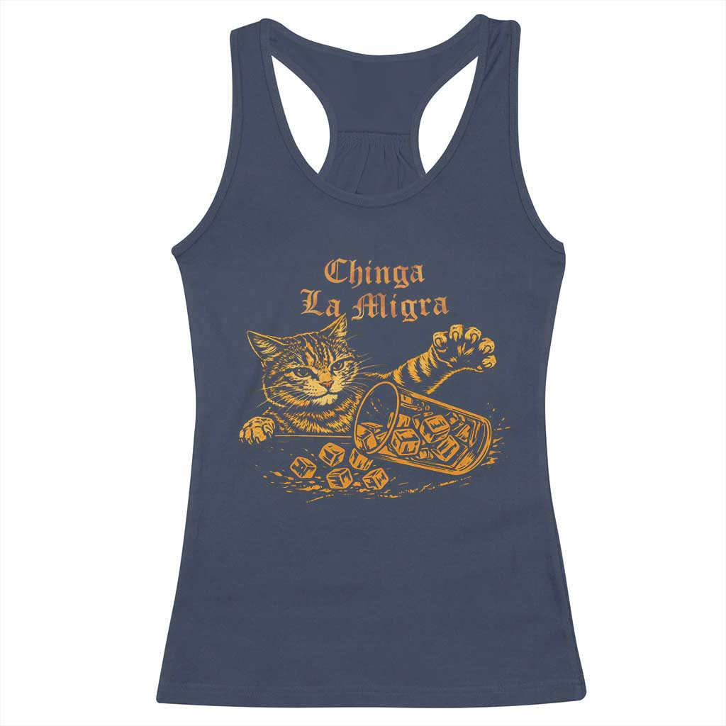 Chinga La Migra Racerback Tank Top Retro Protest Subtle FDT Cat Meme TS10 Navy Print Your Wear