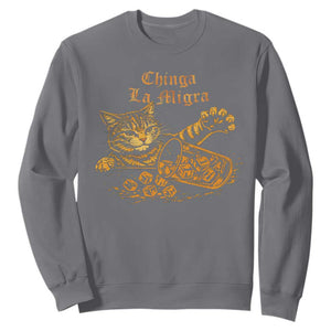 Chinga La Migra Sweatshirt Retro Protest Subtle FDT Cat Meme TS10 Charcoal Print Your Wear