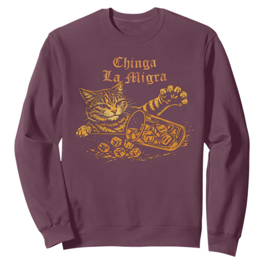 Chinga La Migra Sweatshirt Retro Protest Subtle FDT Cat Meme TS10 Maroon Print Your Wear