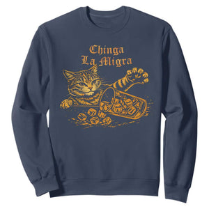 Chinga La Migra Sweatshirt Retro Protest Subtle FDT Cat Meme TS10 Navy Print Your Wear