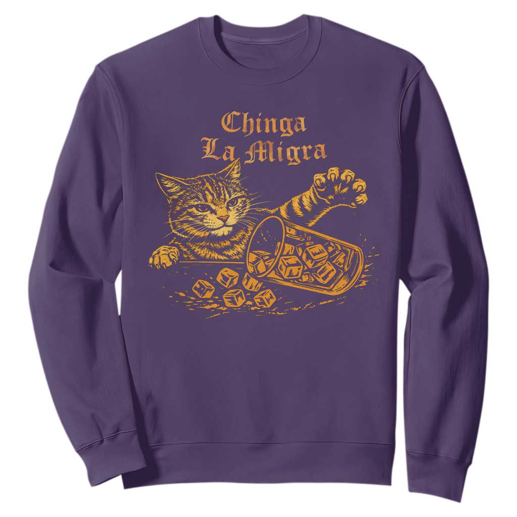 Chinga La Migra Sweatshirt Retro Protest Subtle FDT Cat Meme TS10 Purple Print Your Wear