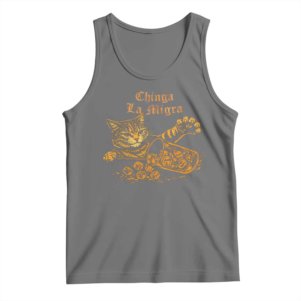 Chinga La Migra Tank Top Retro Protest Subtle FDT Cat Meme TS10 Black Heather Print Your Wear