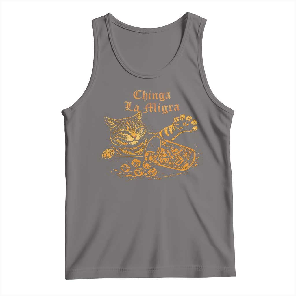 Chinga La Migra Tank Top Retro Protest Subtle FDT Cat Meme TS10 Deep Heather Print Your Wear