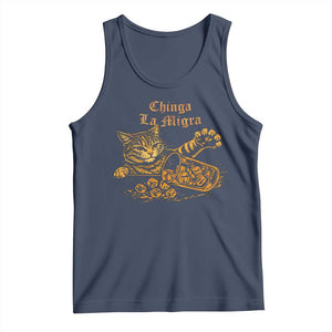 Chinga La Migra Tank Top Retro Protest Subtle FDT Cat Meme TS10 Navy Print Your Wear