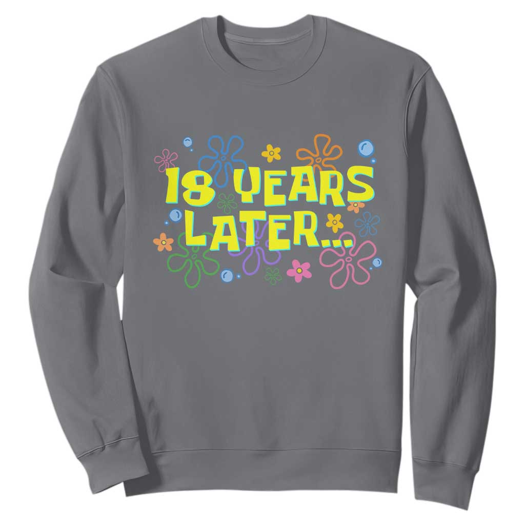 18 Years Later 18th Birthday Sweatshirt Eighteen Party Funny Meme TS10 Charcoal Print Your Wear