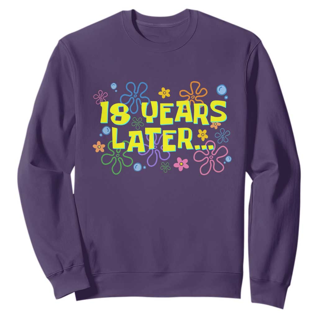 18 Years Later 18th Birthday Sweatshirt Eighteen Party Funny Meme TS10 Purple Print Your Wear