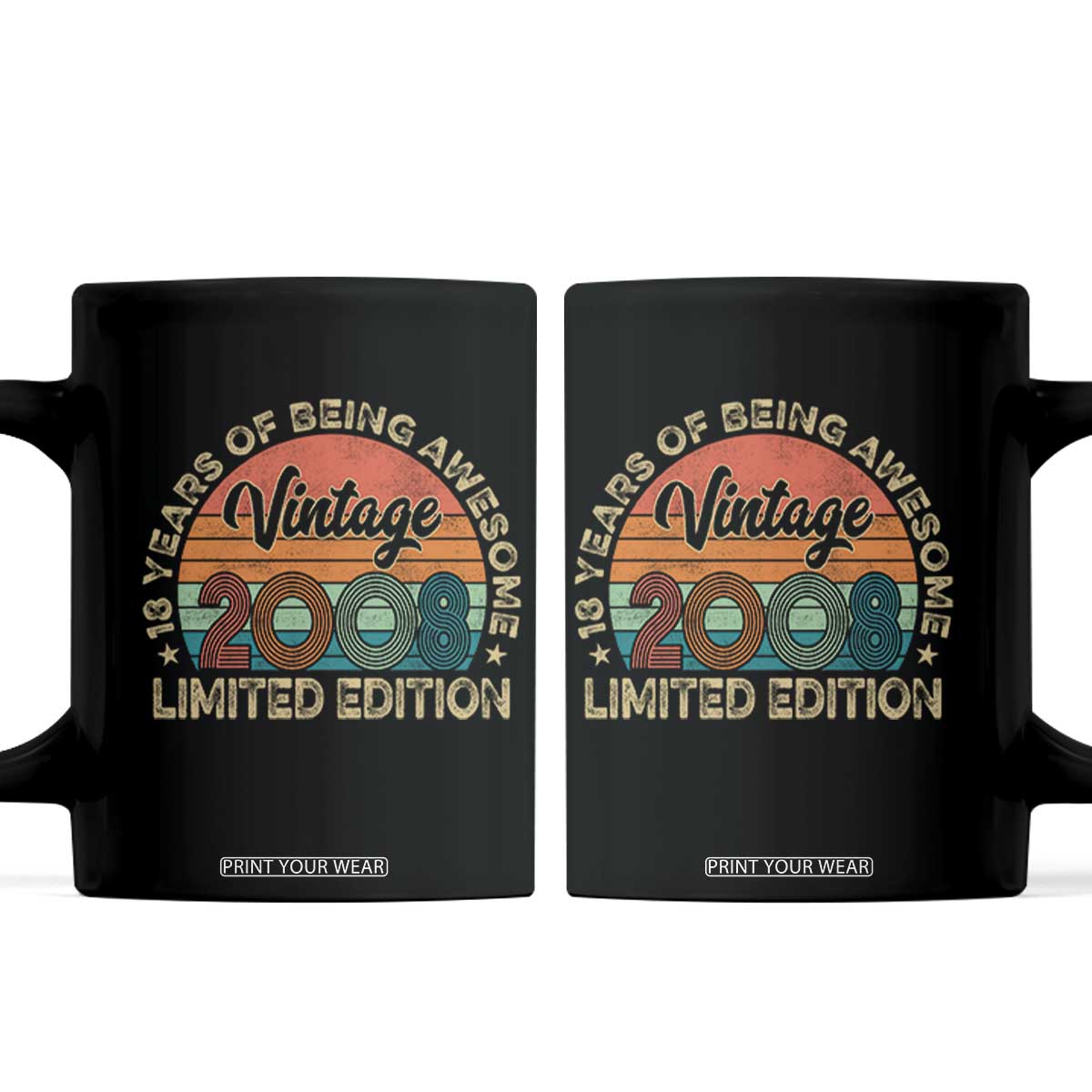 Vintage 2008 18th Birthday Gifts Coffee Mug Limited Edition 18 Year Old Bday TS10 Black Print Your Wear
