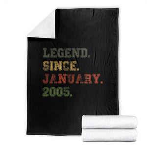 21st Birthday Gifts Throw Blanket Retro 21 Years Old Legend Since January 2005 TS10 Black Print Your Wear