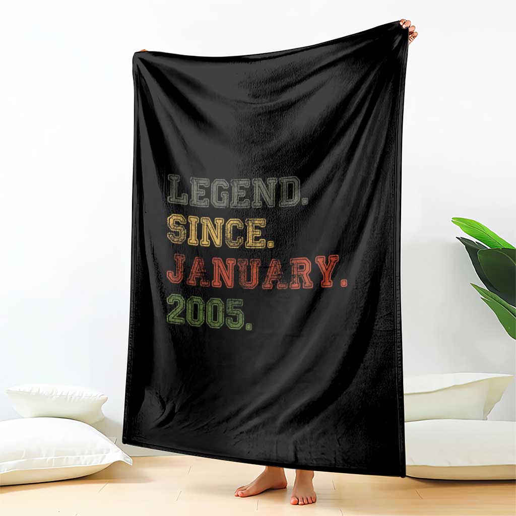21st Birthday Gifts Throw Blanket Retro 21 Years Old Legend Since January 2005 TS10 Print Your Wear