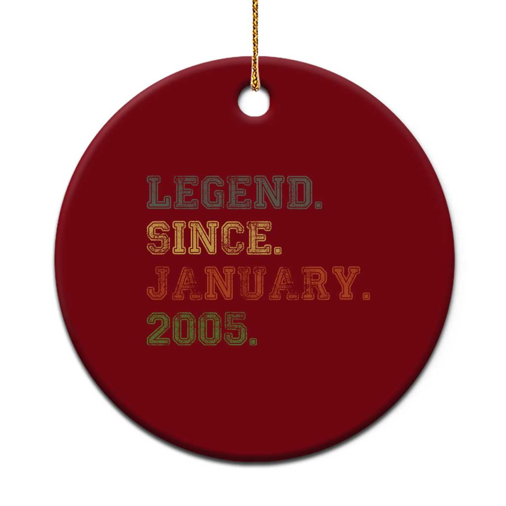 21st Birthday Gifts Ceramic Ornament Retro 21 Years Old Legend Since January 2005 TS10 1pc Red Print Your Wear