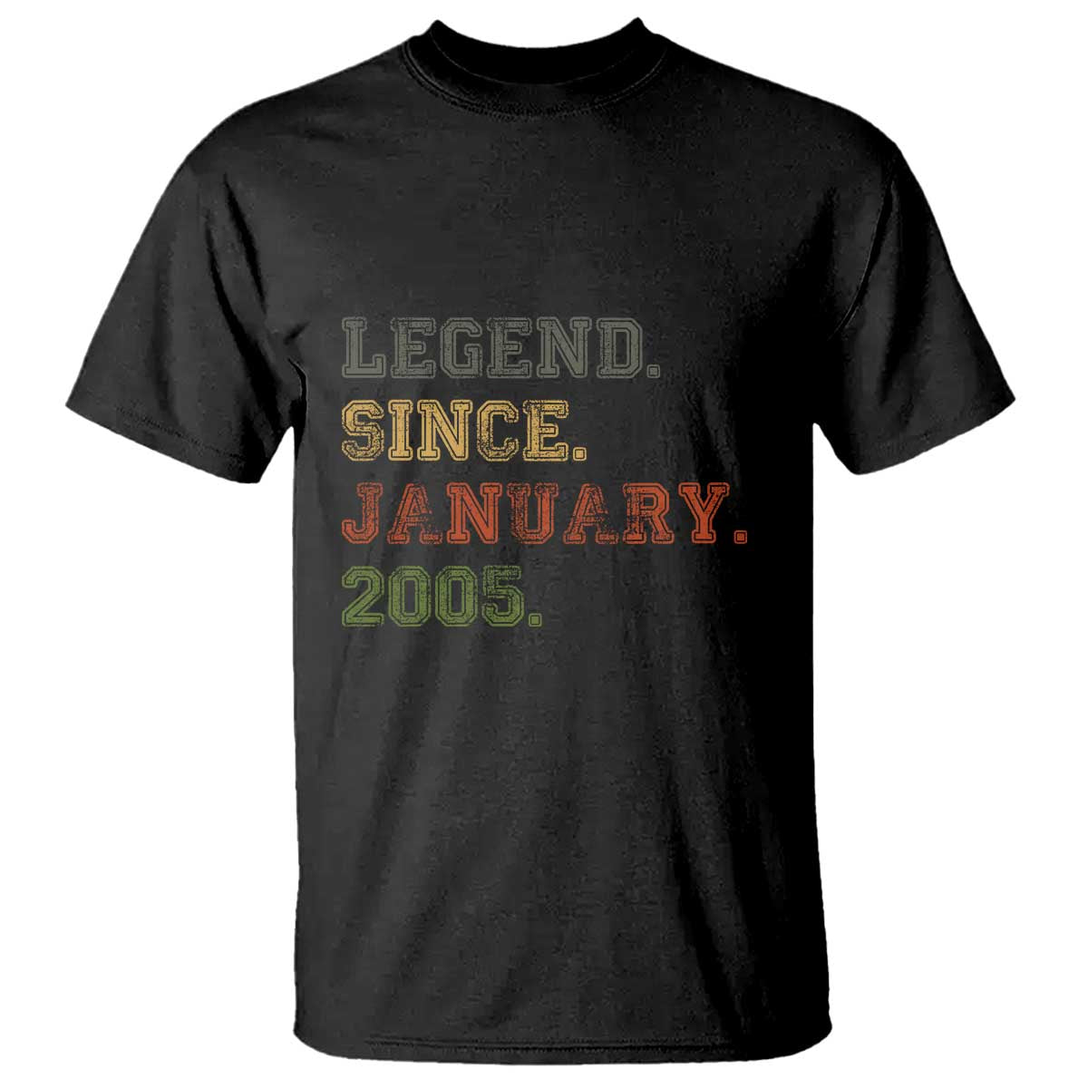 21st Birthday Gifts T Shirt Retro 21 Years Old Legend Since January 2005 TS10 Black Print Your Wear