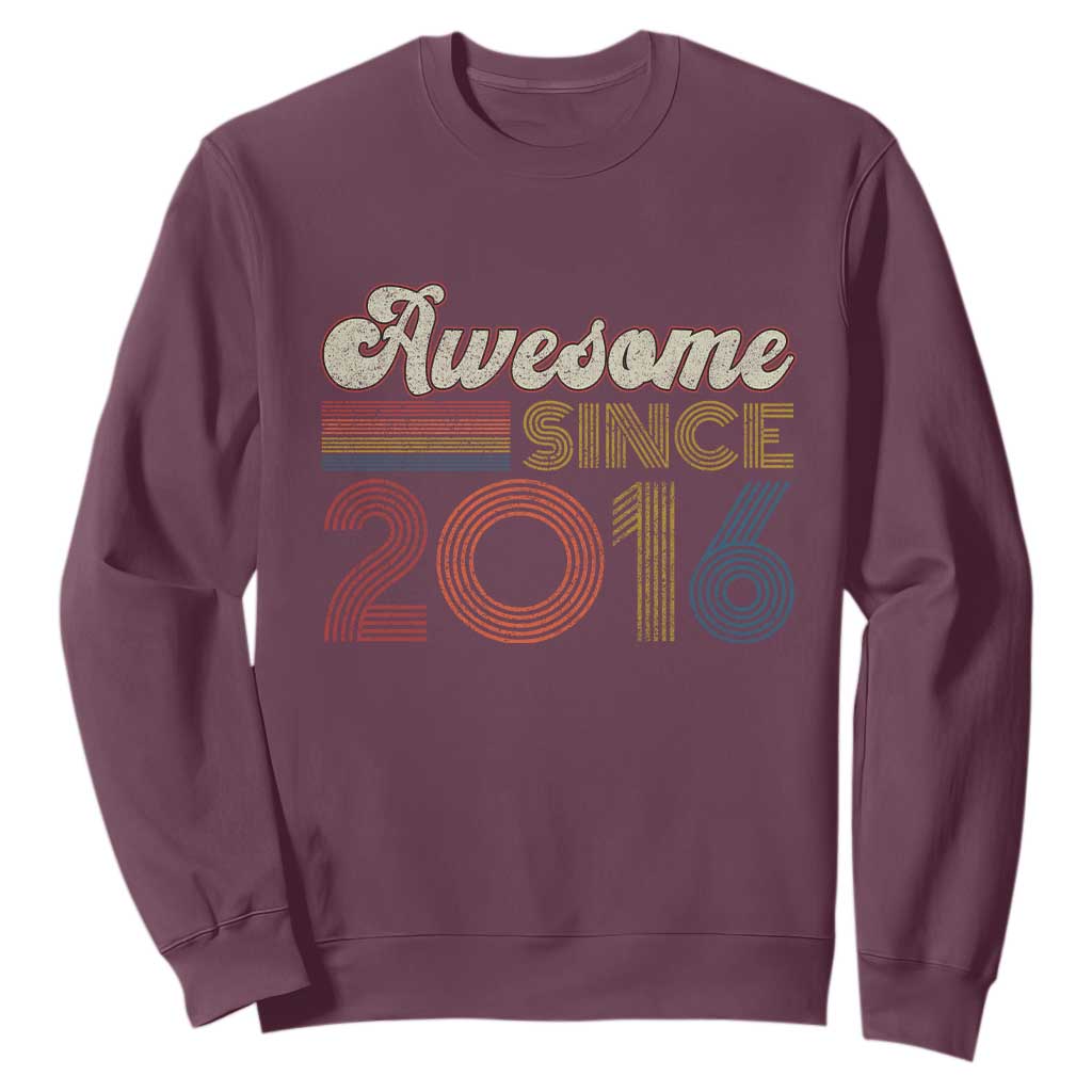Awesome Since 2016 Sweatshirt 10yr Bday Son Boy Funny 10th 10 Year Old Birthday TS10 Maroon Print Your Wear