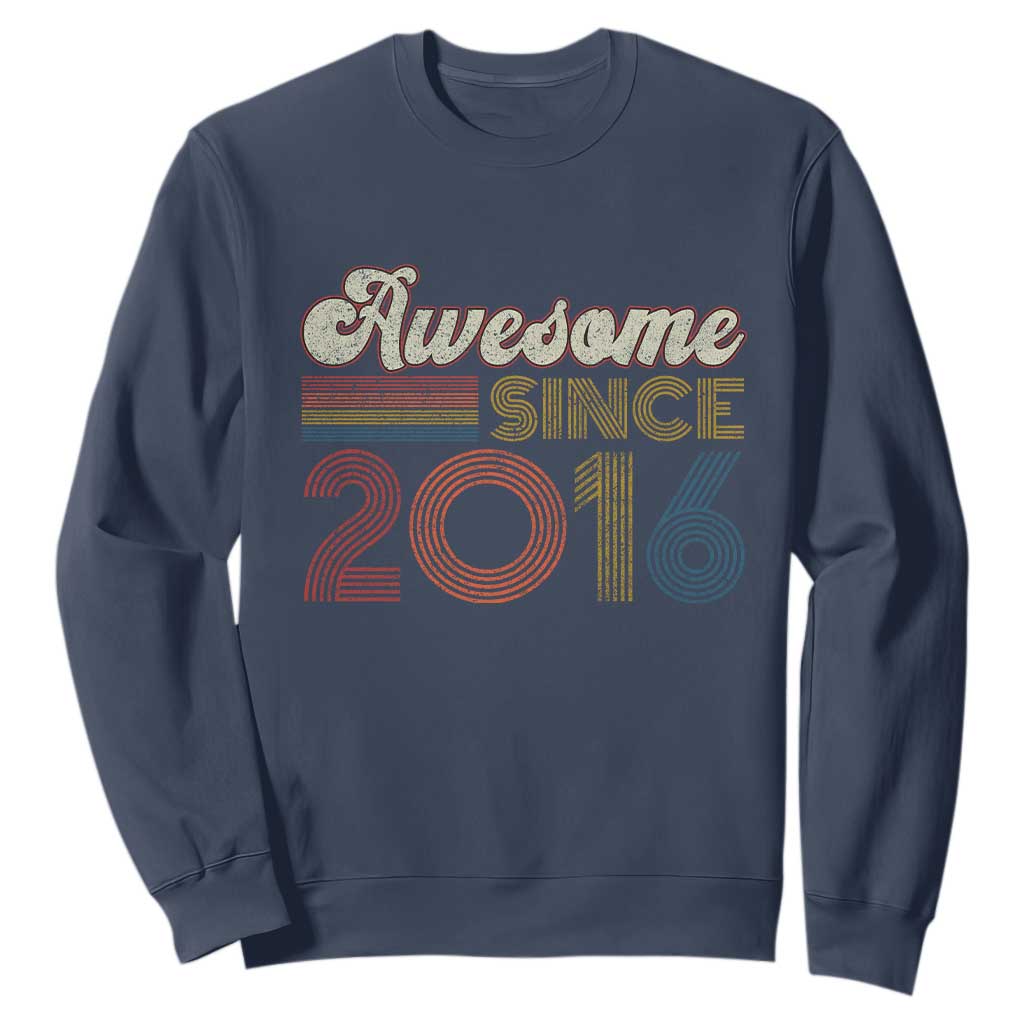 Awesome Since 2016 Sweatshirt 10yr Bday Son Boy Funny 10th 10 Year Old Birthday TS10 Navy Print Your Wear