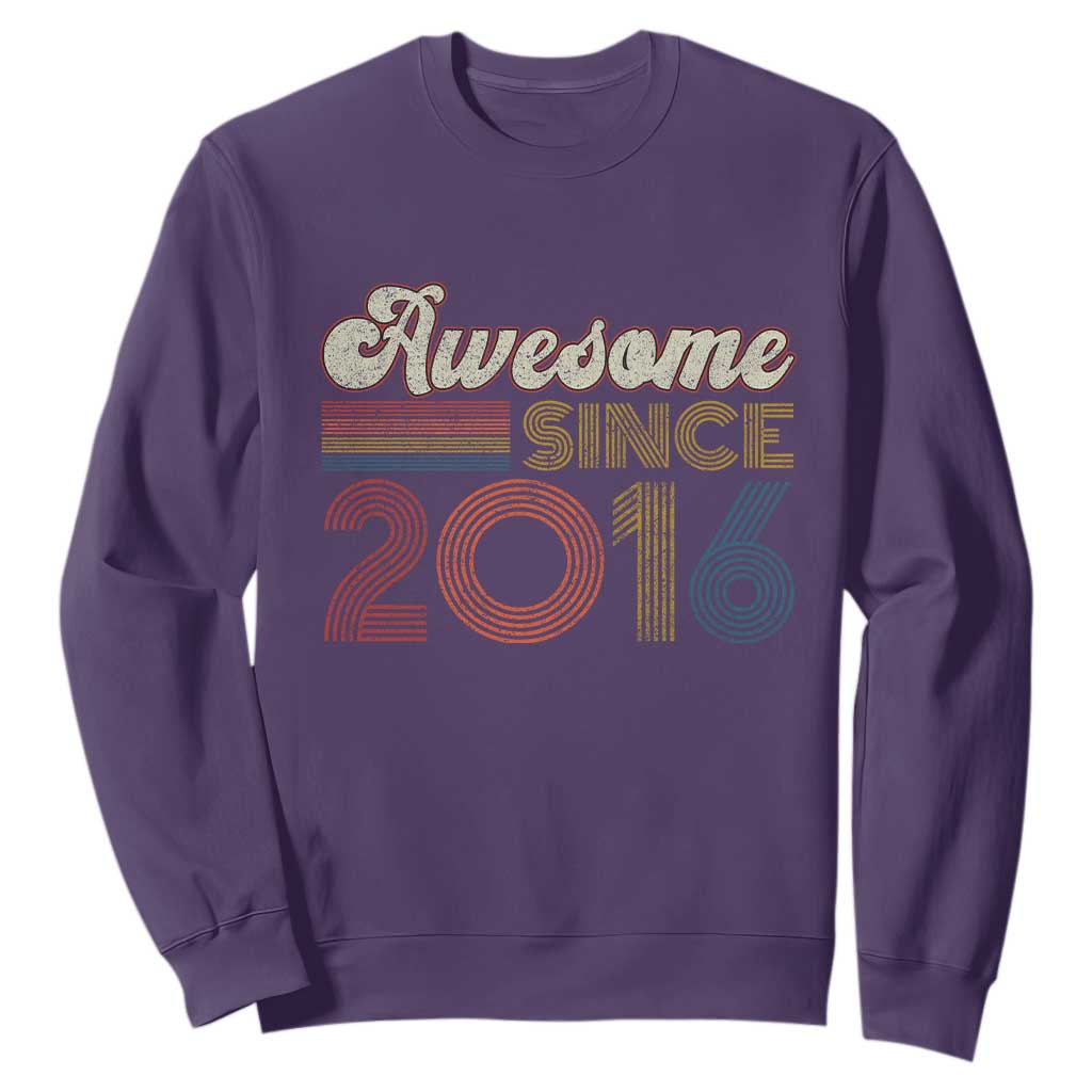 Awesome Since 2016 Sweatshirt 10yr Bday Son Boy Funny 10th 10 Year Old Birthday TS10 Purple Print Your Wear