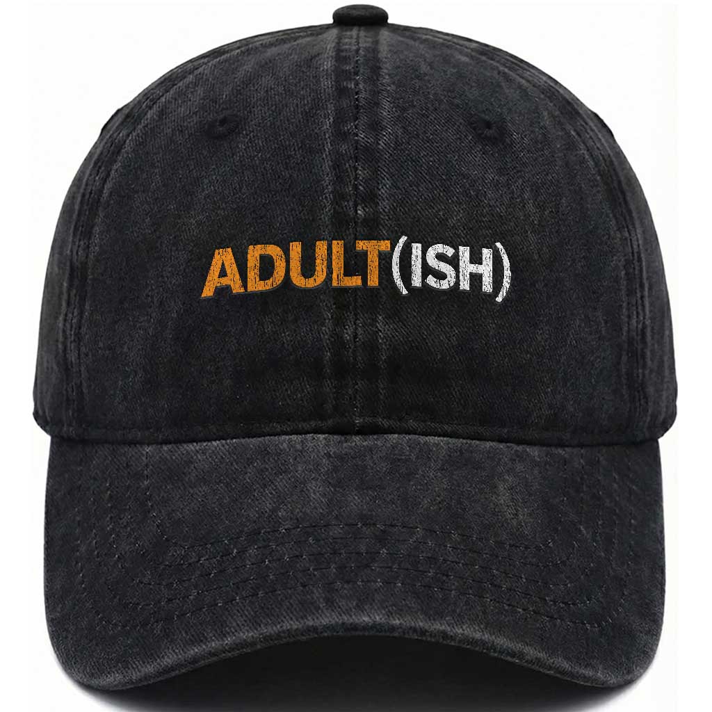 Happy 18th Birthday Washed Cotton Baseball Cap Funny Adultish 18 Year Old Bday Gifts TS10 Print Your Wear