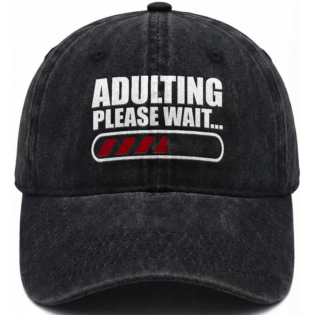 Happy 18th Birthday Washed Cotton Baseball Cap Adulting Please Wait Loading 18 Year Old Bday Gifts TS10 Print Your Wear
