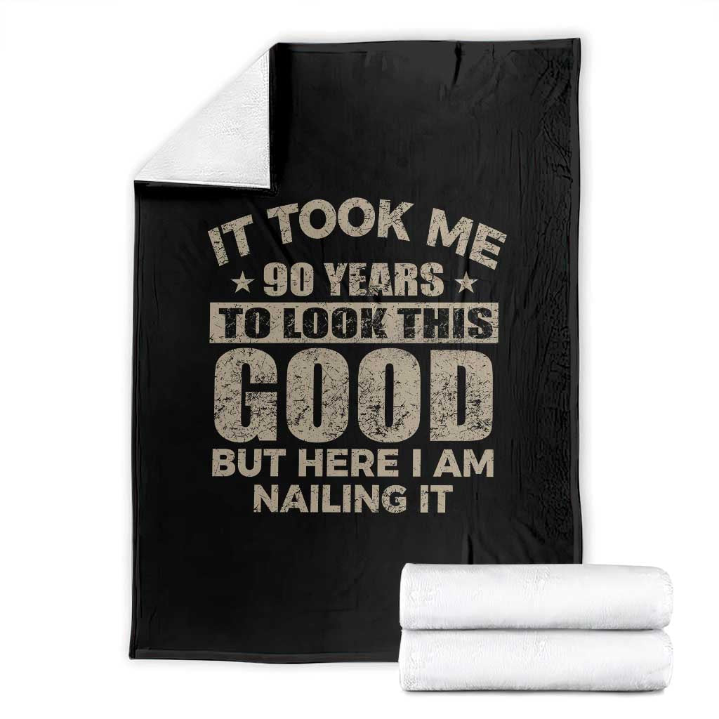 Funny 90th Birthday Throw Blanket Retro Grandpa Grandma Bday Gift TS10 Black Print Your Wear
