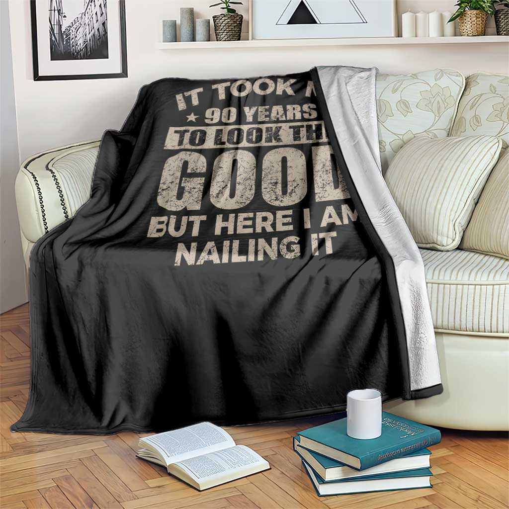 Funny 90th Birthday Throw Blanket Retro Grandpa Grandma Bday Gift TS10 Print Your Wear