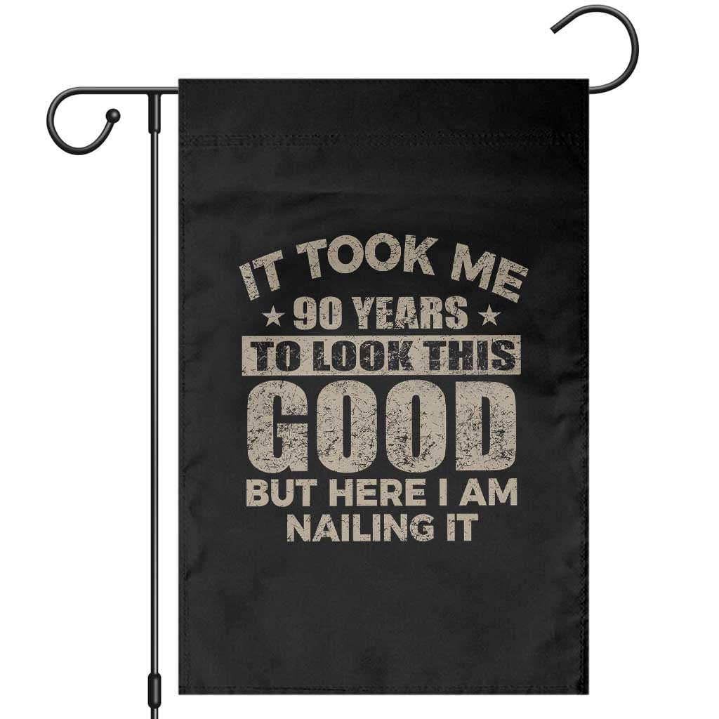 Funny 90th Birthday Garden Flag Retro Grandpa Grandma Bday Gift TS10 Black Print Your Wear