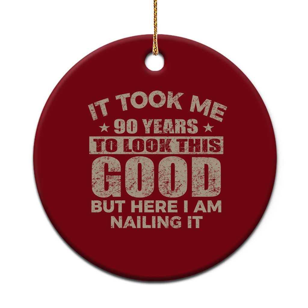 Funny 90th Birthday Ceramic Ornament Retro Grandpa Grandma Bday Gift TS10 1pc Red Print Your Wear