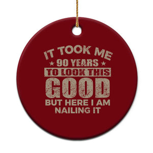Funny 90th Birthday Ceramic Ornament Retro Grandpa Grandma Bday Gift TS10 1pc Red Print Your Wear