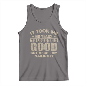 Funny 90th Birthday Tank Top Retro Grandpa Grandma Bday Gift TS10 Deep Heather Print Your Wear