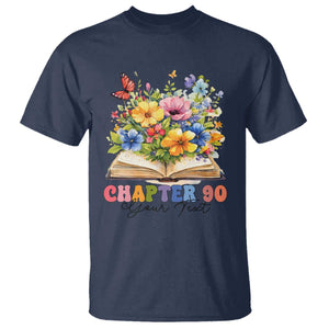 Personalized 90th Birthday Gift For Women T Shirt Custom Name Chapter 90 Flowers Book TS10 Navy Print Your Wear