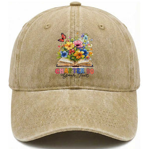 Personalized 90th Birthday Gift For Women Washed Cotton Baseball Cap Custom Name Chapter 90 Flowers Book TS10 Print Your Wear