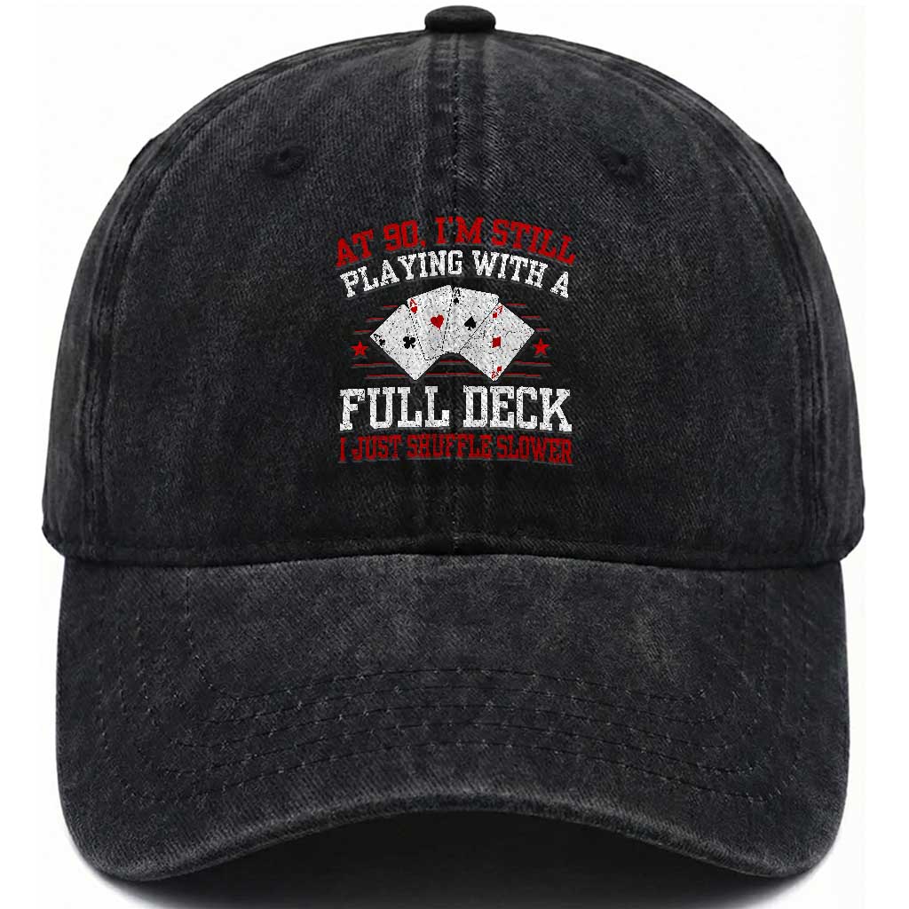 Funny 90th Birthday Washed Cotton Baseball Cap Retro Funny 90 Year Old Cards Bday Gifts TS10 Print Your Wear