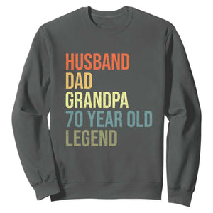 70th Birthday Sweatshirt Husband Dad Grandpa 70 Year Old Legend TS10 Dark Heather Print Your Wear