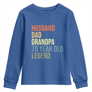 70th Birthday Youth Sweatshirt Husband Dad Grandpa 70 Year Old Legend TS10 Royal Blue Print Your Wear