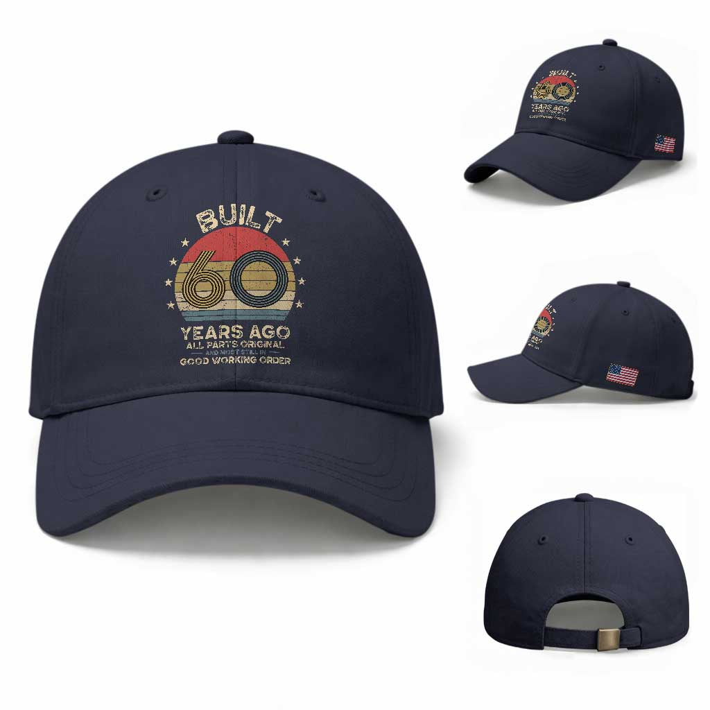 Funny 60th Birthday Baseball Cap - Vintage Retro Built 60 Years Ago TS10 Baseball Cap Universal Fit Navy Print Your Wear