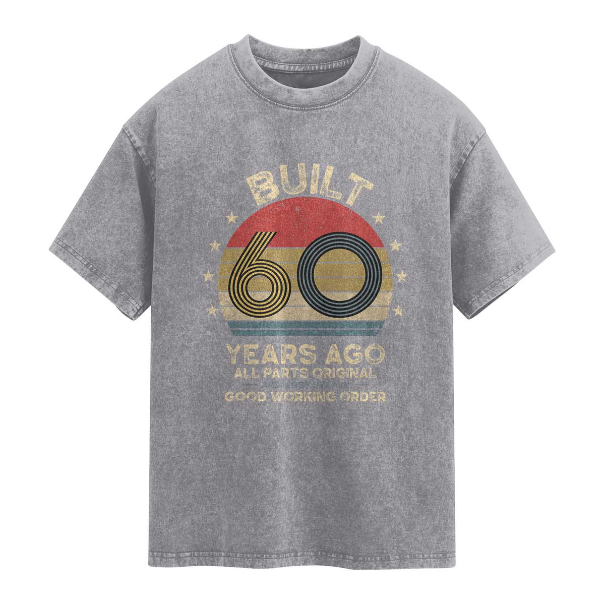 Funny 60th Birthday Washed Cotton T-Shirt Vintage Retro Built 60 Years Ago