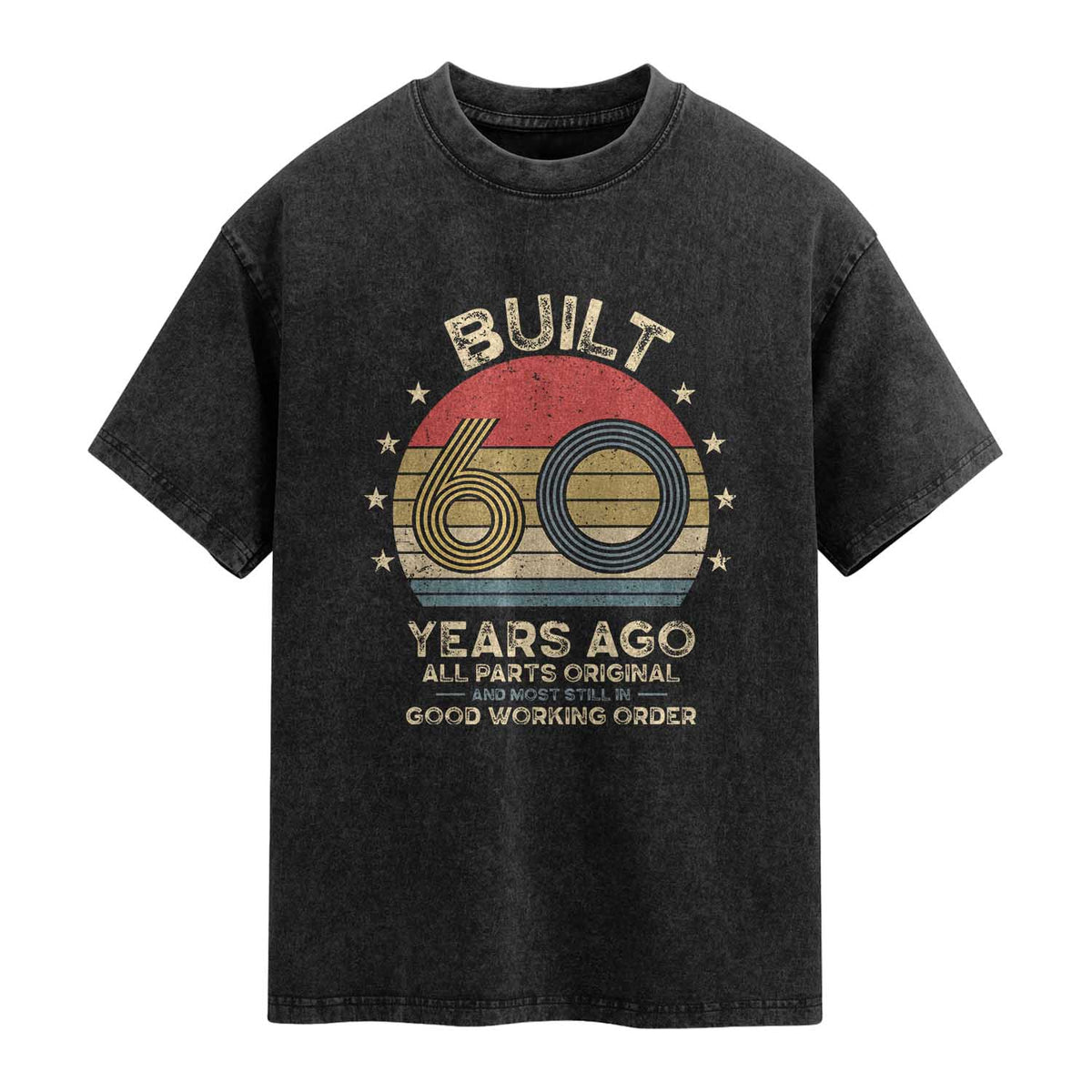 Funny 60th Birthday Washed Cotton T-Shirt Vintage Retro Built 60 Years Ago