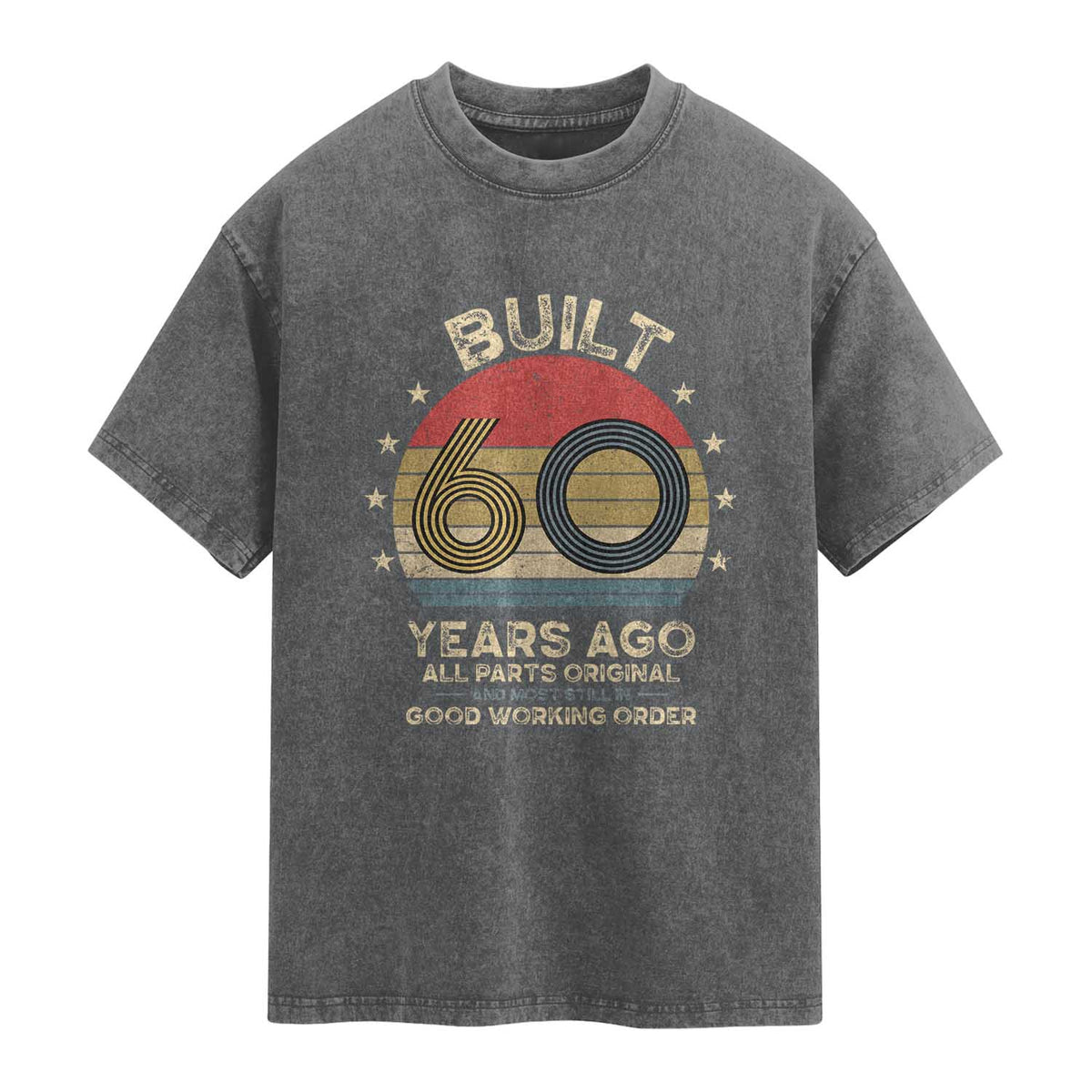 Funny 60th Birthday Washed Cotton T-Shirt Vintage Retro Built 60 Years Ago