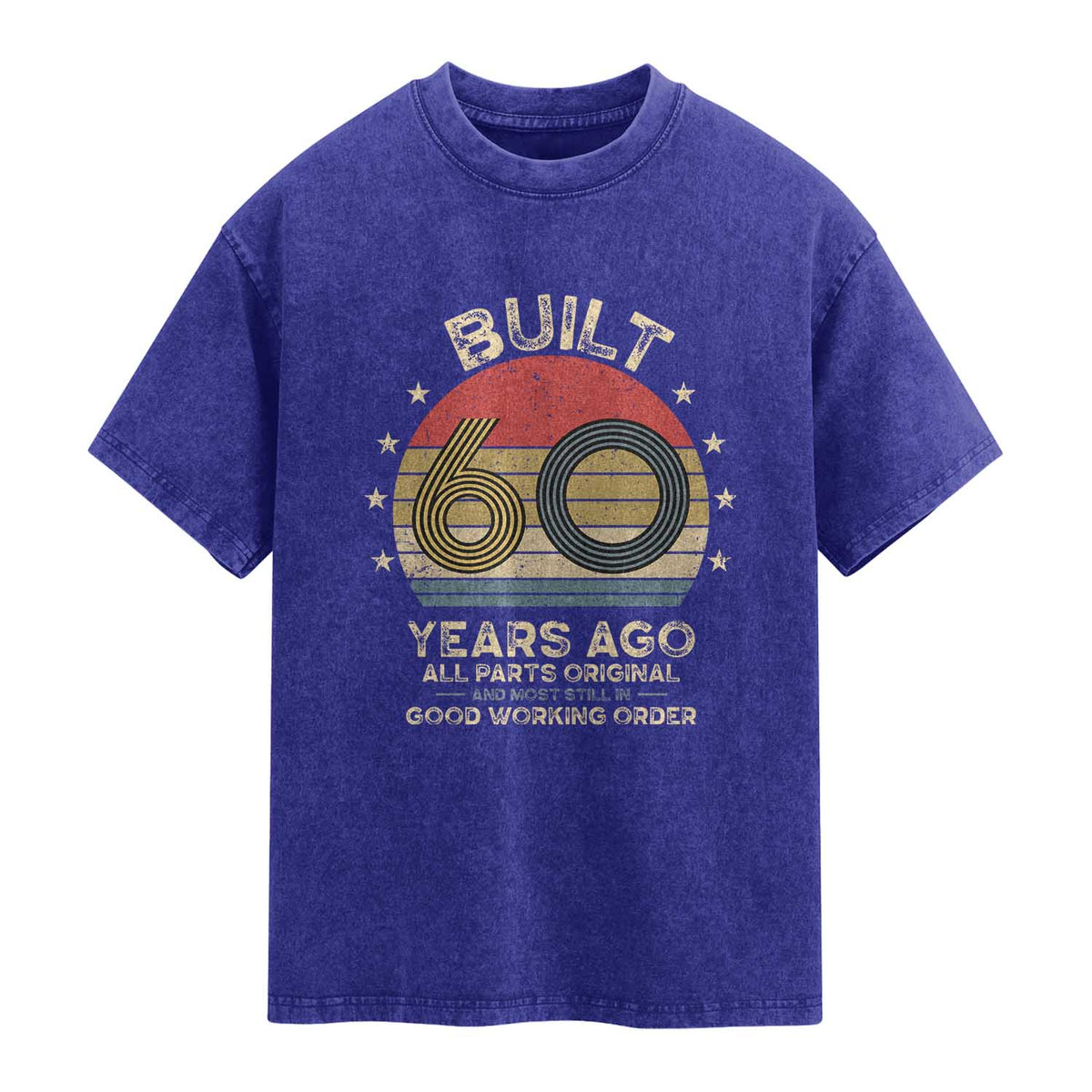 Funny 60th Birthday Washed Cotton T-Shirt Vintage Retro Built 60 Years Ago