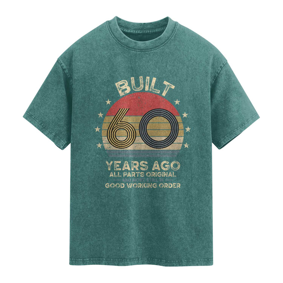 Funny 60th Birthday Washed Cotton T-Shirt Vintage Retro Built 60 Years Ago