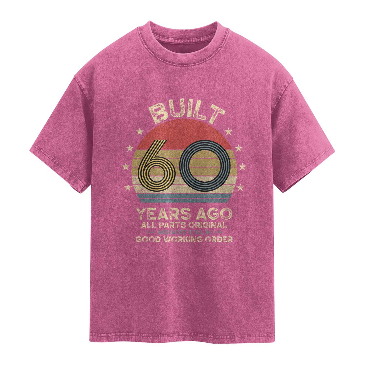 Funny 60th Birthday Washed Cotton T-Shirt Vintage Retro Built 60 Years Ago