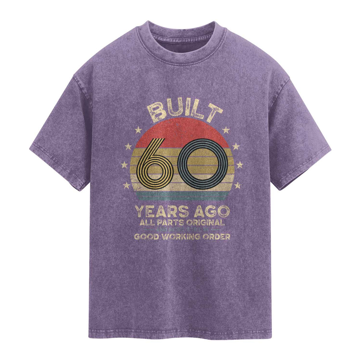 Funny 60th Birthday Washed Cotton T-Shirt Vintage Retro Built 60 Years Ago