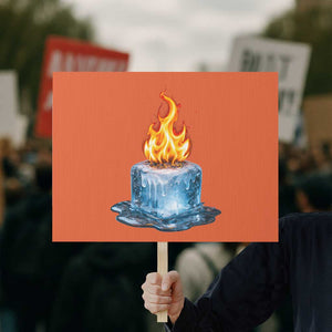 Subtle Anti Ice Protest Sign Ice Melting Satire Political Humor TS10 Horizontal 18" × 24" Orange Print Your Wear