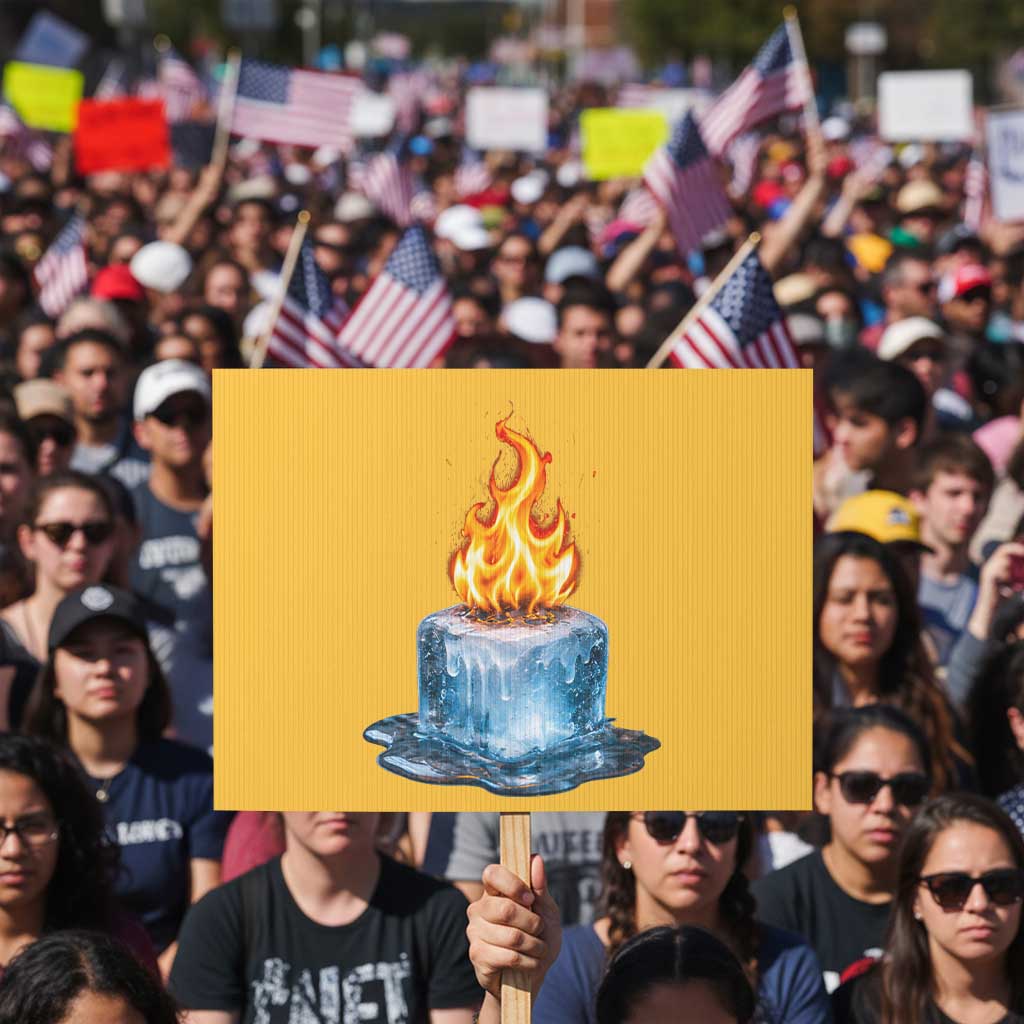 Subtle Anti Ice Protest Sign Ice Melting Satire Political Humor TS10 Horizontal 18