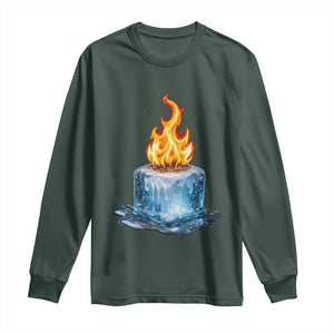 Subtle Anti Ice Long Sleeve Shirt Ice Melting Satire Political Humor TS10 Dark Forest Green Print Your Wear