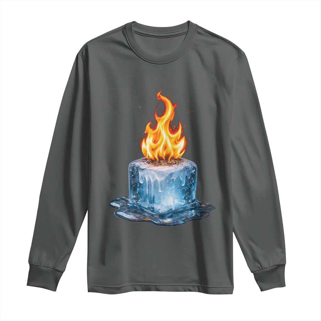 Subtle Anti Ice Long Sleeve Shirt Ice Melting Satire Political Humor TS10 Dark Heather Print Your Wear